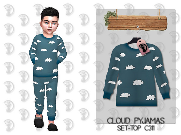 Sims 4 — Cloud Pyjamas Set-Top C311 by Daph's — 6 Swatches Works with all of skins Custom Thumbnail All Lods All Maps