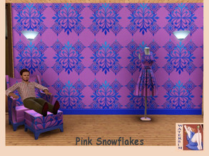 Sims 3 — ws Snowflakes pink Pattern by watersim44 — Snowflakes pink blue Pattern for your Sims-House. Category: Geometric