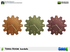 Sims 4 — kardofe_Terra Room_Clock by kardofe — Wall clock, large, in the shape of a cogwheel, in three colour options 