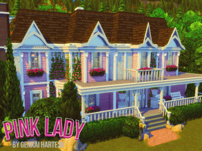 Sims 4 — Pink Lady by GenkaiHaretsu — Large old family house in pink Victorian style. Built in Brindleton Bay but not