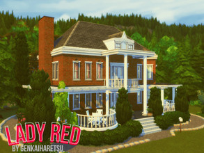 Sims 4 — Lady Red |Base game by GenkaiHaretsu — Old colonial brick house for a large family. Built in Brindleton Bay but