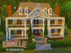 Sims 4 — Ammelie by GenkaiHaretsu — Old colonial brick house for a large family. Built in Brindleton Bay but does not