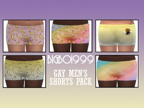 Sims 4 — Gay Men's Shorts Pack by bigboi999 — Contains five different styles - Rainbow - Pink Bananas - Multi-color