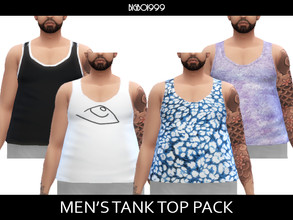 Sims 4 — Men's Tank Top Pack by bigboi999 — Contains 4 swatches - Black with white outline - Light purple texture - Eye