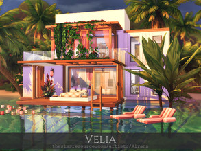 Sims 4 — Velia by Rirann — Velia is a cosy beach retreat for a small sim family. Fully furnished and decorated. Includes:
