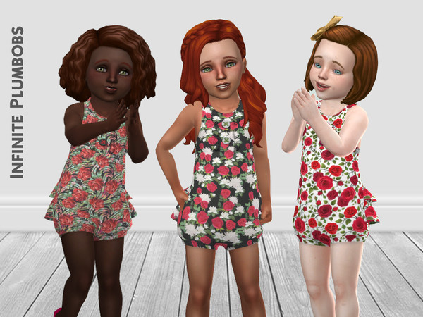 Sims 4 — IP Toddler Rose Romper - TODDLER STUFF by InfinitePlumbobs — - Toddler Rose Print Romper - 3 Swatches - Suitable