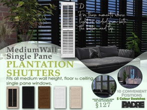 Sims 4 — Zenotta Single Plantation Shutters Medium D by Padre — Created to fit single-tile, floor to ceiling, MEDIUM