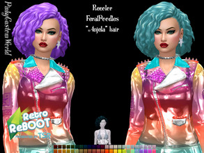 Sims 4 — Retro ReBoot Retexture of Anjela hair by FeralPoodles by PinkyCustomWorld — Inspired by the 80's punk rock style