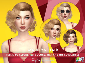 Sims 4 — Retro ReBOOT Marilyn Hair (ADULTS) by SonyaSimsCC — - Short wavy hair with bangs curls. Hope you like it. -