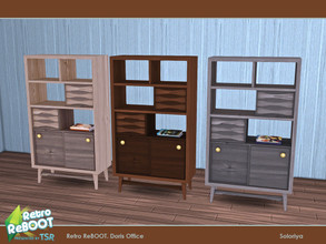 Sims 4 — Retro ReBOOT Doris Office. Bookcase by soloriya — Functional bookcase. Part of Retro ReBOOT Doris set. 3 color