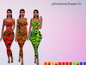 Sims 4 — Romper V7 (African Print) by johnnieleemj — 12 swatches with and without belts Custom Thumbnail Teen-Elder
