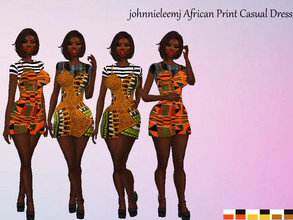 Sims 4 — Casual Dress 4(African Print) by johnnieleemj — 6 colors Teen-Elder Basegame Recolor Under dresses