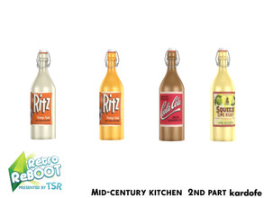 Sims 4 — Retro ReBOOT_kardofe_Mid-century kitchen_Soda by kardofe — Antique soda bottles in four colour options 
