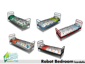 Sims 4 — Retro ReBOOT_kardofe_Robot bedroom_Bed by kardofe — Youth bed, wrought iron bed inspired by the beds of the