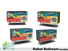 Sims 4 — Retro ReBOOT_kardofe_Robot bedroom_Children's dresser by kardofe — Dresser with drawers and doors, with rocket