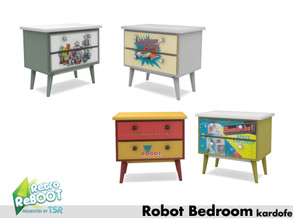 Sims 4 — Retro ReBOOT_kardofe_Robot bedroom_EndTable by kardofe — Retro nightstand, with two large drawers decorated with