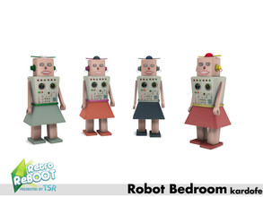 Sims 4 — Retro ReBOOT_kardofe_Robot bedroom_Lady Bot by kardofe — Robot girl toy, decorative, in four color options 