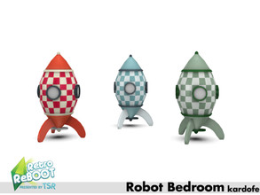 Sims 4 — Retro ReBOOT_kardofe_Robot bedroom_Rocket by kardofe — Toy rocket, decorative, in three color options 