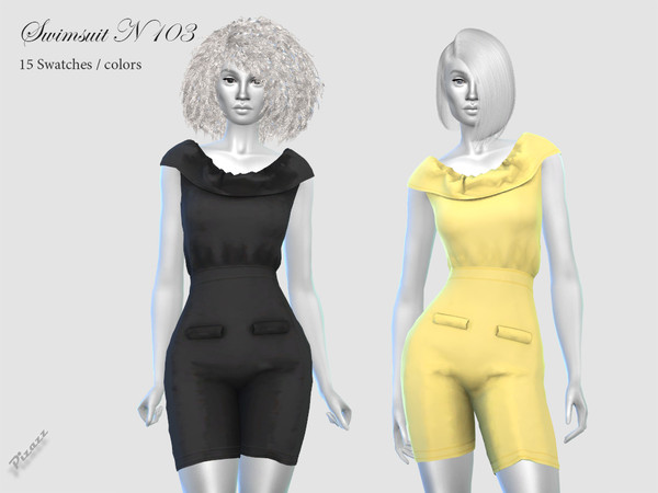 Sims 4 — JUMPSUIT N 34 by pizazz — NEW MESH INCLUDED WITH DOWNLOAD Base game 15 colors / swatches HQ - LODS - MAPS