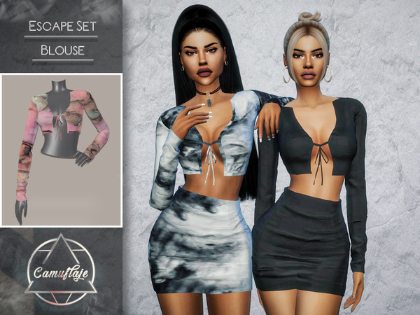 Sims 4 — Camuflaje - Escape Set (Blouse) by Camuflaje — ** Part of the set ** * New mesh * Compatible with the base game