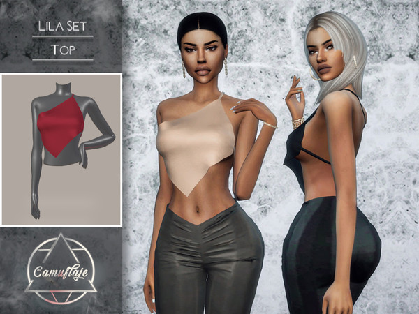 Sims 4 — Camuflaje - Lila Set (Top) by Camuflaje — ** Part of the set ** * New mesh * Compatible with the base game * HQ