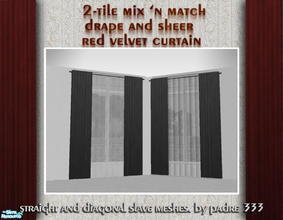 Sims 2 — 2-Tile Curtain by Padre — A 2-tile version of the 3-tile floor to ceiling mix 'n match drape set. These are the