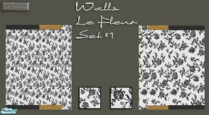 Sims 2 — Walls Le Fleur Set #1 by elmazzz — 2 different motives Includes recolors and wood bases in black and plain wood.