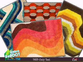 Sims 4 — Retro ReBOOT 1970 Cozy Feet by evi — Fluffy and colourful 70;s rugs