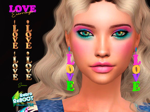 Sims 4 — Retro ReBOOT - Love Earrings by Suzue — -New Mesh (Suzue) -10 Swatches -For Female (Teen to Elder) -HQ