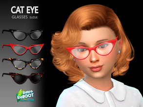 Sims 4 — Retro ReBOOT -  CatEye Glasses Child by Suzue — -New Mesh (Suzue) -10 Swatches -For Female and Male (Child) -HQ