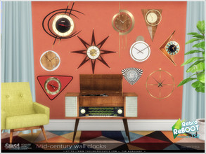 Sims 4 — [RetroReBOOT] Mid-century wall clocks by Severinka_ — A set of wall clocks in the Retro 50s-60s / Mid-century