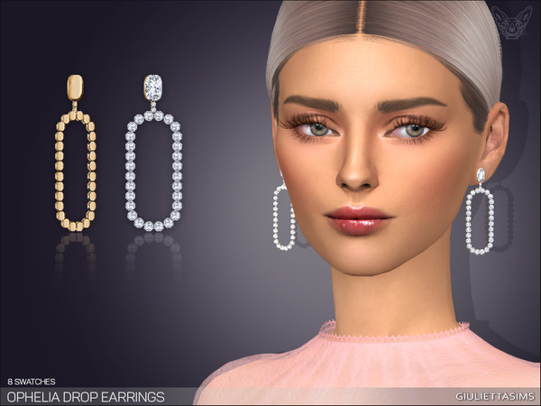 Sims 4 — Ophelia Drop Earrings by feyona — * 8 swatches * Base game compatible, feminine style choice, disallowed for