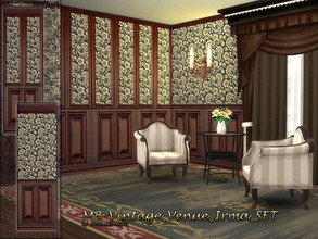 Sims 4 — MB-Vintage_Venue_Irma_SET by matomibotaki — MB-Vintage_Venue_Irma_SET, elegant wooden paneling wallpaper set