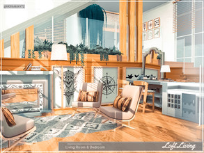 Sims 4 — Loft Living Room&Bedroom by Moniamay72 — Beautiful Living Room with small space for a bedroom. It is a