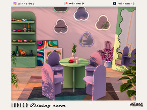 Sims 4 — Indigo Dining room by Winner9 — Vintage looking colorful dining room in 6 pastel swatches. This set contains: 1)