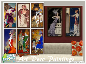 Sims 4 — Retro ReBOOT_Art Deco Paintings by philo — 8 Art Deco Paintings