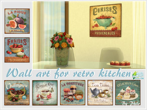 Sims 4 — Retro ReBOOT_Wall Art for Retro Kitchen [Mesh required] by philo — 8 vintage posters mainly in French for Sims