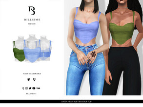 Sims 3 — Satin Mesh Bustier Crop Top by Bill_Sims — YA/AF Everyday/Formal Available for Maternity Recolorable - 1 Channel
