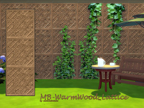 Sims 4 — MB-WarmWood_Lattice by matomibotaki — MB-WarmWood_Lattice, lattice wall overgrown with and without ivy,