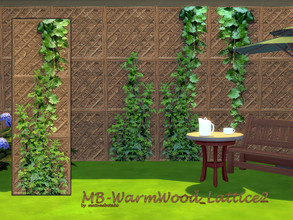 Sims 4 — MB-WarmWood_Lattice2 by matomibotaki — MB-WarmWood_Lattice2 , lattice wall overgrown with and without ivy,