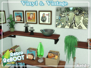 Sims 4 — Retro ReBOOT Vinyl and Vintage by Mutske — Set with clutter, shelfs and tables to create a vinylshop or just to