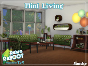 Sims 4 — Retro ReBOOT Flint Living by Mutske — A stylish design, the Flint Livingroom set is produced with exquisite
