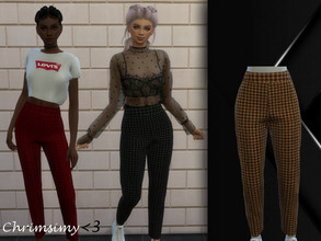 Sims 4 — Plaid Pants by chrimsimy — -female pants -20 swatches -custom thumbnail -all LODs -hq compatible Hope you like