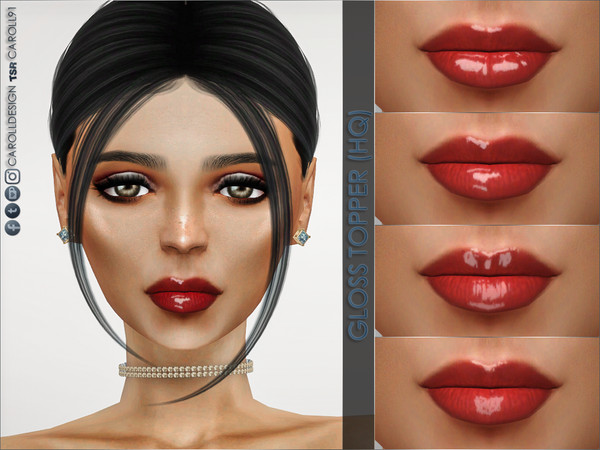 Sims 4 — Gloss Topper (HQ) by Caroll912 — - A clear lip gloss topper for lipsticks - 4 swatches total of different