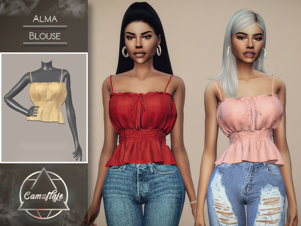 Sims 4 — Camuflaje - Alma (Blouse) by Camuflaje — * New mesh * Compatible with the base game * HQ * All LODs (I recommend