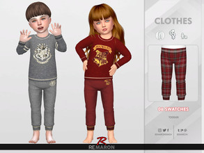 Sims 4 — Harry Potter PJs Pants for Toddler 01 by remaron — -06 Swatches available -Toddler Category -Custom CAS