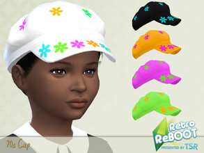 Sims 4 — RetroReBOOT 70s Puffy Cap by Pelineldis — Back to the flower power time of the early 70s. A cute puffy cap for