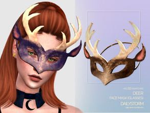 Sims 4 — Deer Mask by DailyStorm — Deer horns face mask. Available in 10 swatches. - new mesh - all LODs - HQ compatible