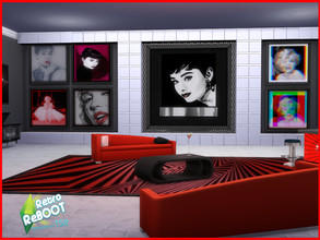 Sims 4 — Retro ReBOOT Marilyn & Audrey by seimar8 — Seven swatch Art Prints of Marilyn Monroe & Audrey Hepburn.
