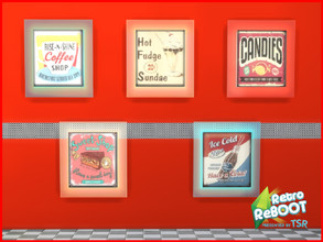 Sims 4 — Retro ReBOOT Retro Light Me Up Sign by seimar8 — 11 swatches of shop floor signs. Dine Out Game Pack required